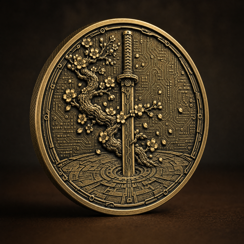 Cyber Bushido Coin | Solid Brass EDC Coin