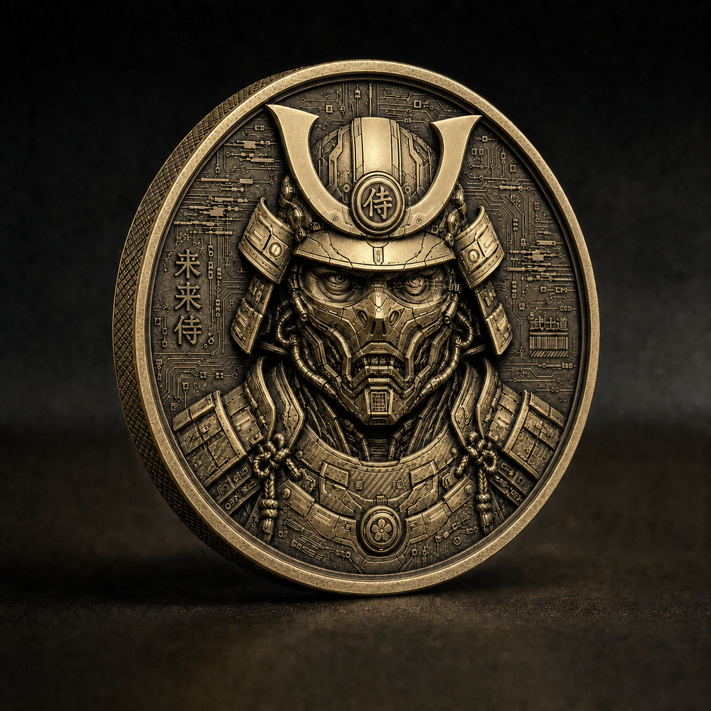 Cyber Bushido Coin | Solid Brass EDC Coin