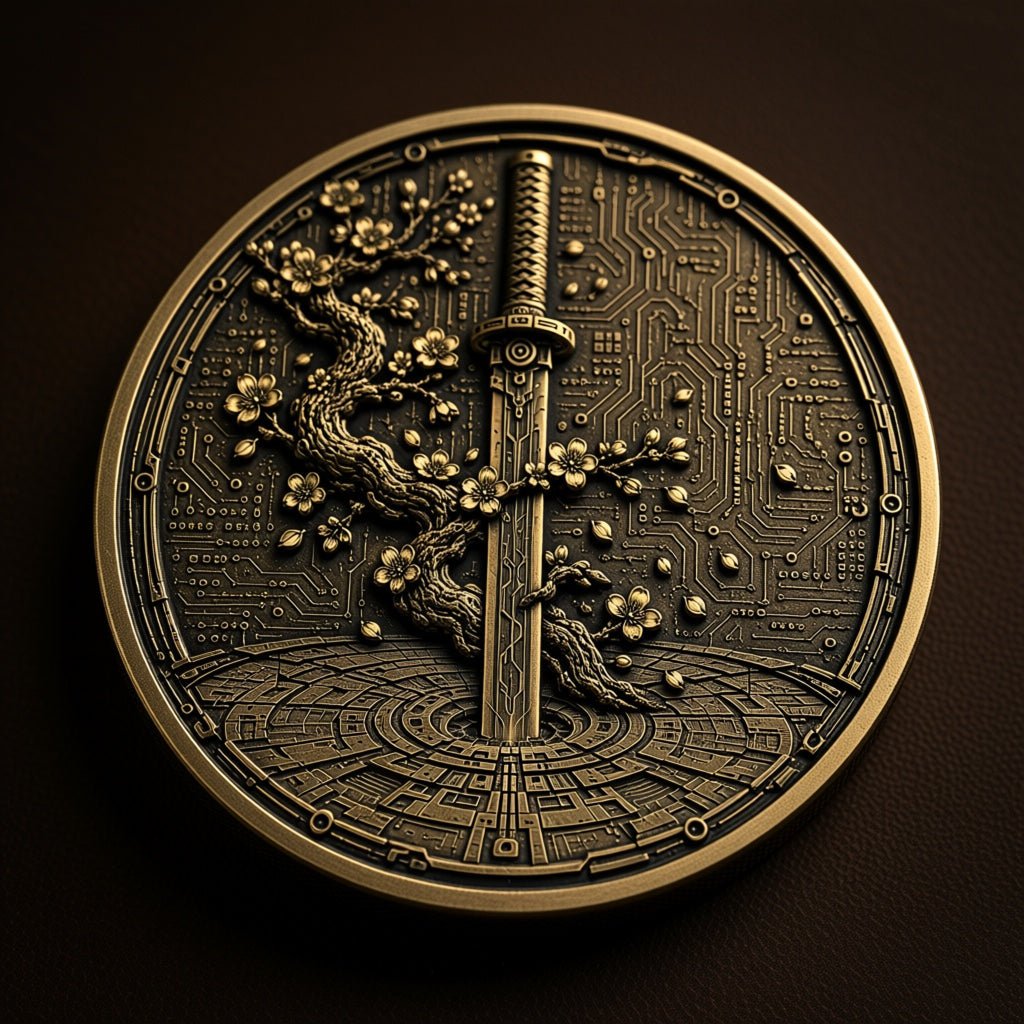 Cyber Bushido Coin | Solid Brass EDC Coin
